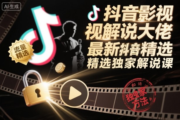 抖音影视解说大佬最新抖音进精选和独家方法，精选独家解说课(更新26年3月)-亿起创业网-副业兼职月入过万-自媒体、引流推广、网赚项目、短视频、技术教程等创业项目资源