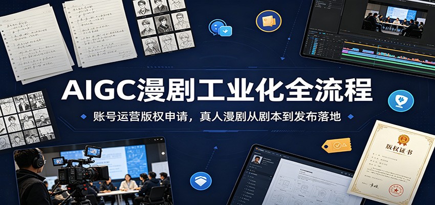 AIGC漫剧工业化全流程：账号运营版权申请，真人漫剧从剧本到发布落地-亿起创业网-副业兼职月入过万-自媒体、引流推广、网赚项目、短视频、技术教程等创业项目资源