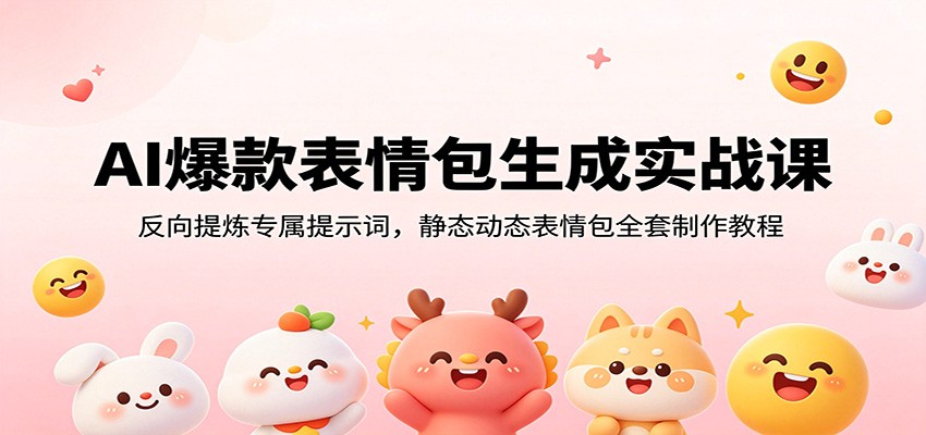 AI爆款表情包生成实战课：反向提炼专属提示词，静态动态表情包全套制作教程-亿起创业网-副业兼职月入过万-自媒体、引流推广、网赚项目、短视频、技术教程等创业项目资源