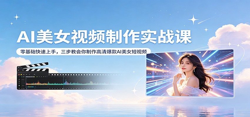 AI美女视频制作实战课：零基础快速上手，三步教会你制作高清爆款AI美女短视频-亿起创业网-副业兼职月入过万-自媒体、引流推广、网赚项目、短视频、技术教程等创业项目资源