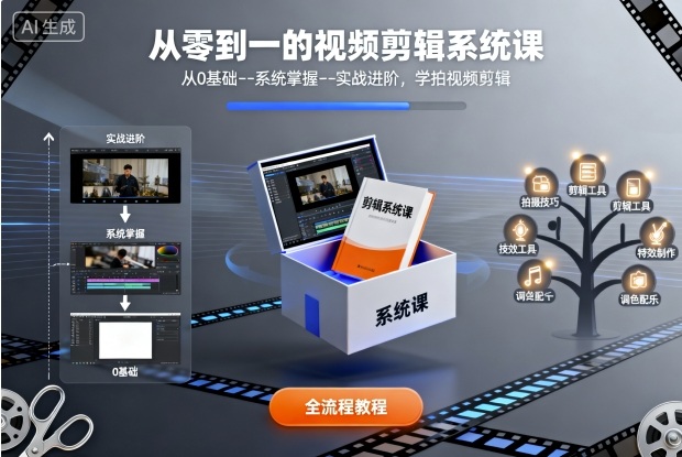 从零到一的视频剪辑系统课，从0基础–系统掌握–实战进阶，学拍视频剪辑-亿佰盟网