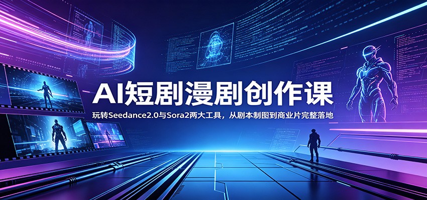 AI短剧漫剧创作课：玩转Seedance2.0与 Sora2两大工具，从剧本制图到商业片完整落地-亿起创业网-副业兼职月入过万-自媒体、引流推广、网赚项目、短视频、技术教程等创业项目资源