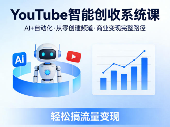 YouTube智能创收系统课,AI+自动化,从零创建YouTube频道并实现商业变现的完整路径,轻松搞流量变现-亿起创业网-副业兼职月入过万-自媒体、引流推广、网赚项目、短视频、技术教程等创业项目资源