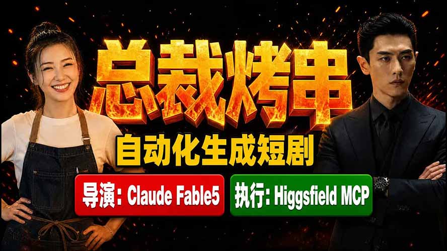 《总裁烤串》真人短剧全自动诞生！Claude Fable5 当导演，Higgsfield MCP 执行！-亿起创业网-副业兼职月入过万-自媒体、引流推广、网赚项目、短视频、技术教程等创业项目资源