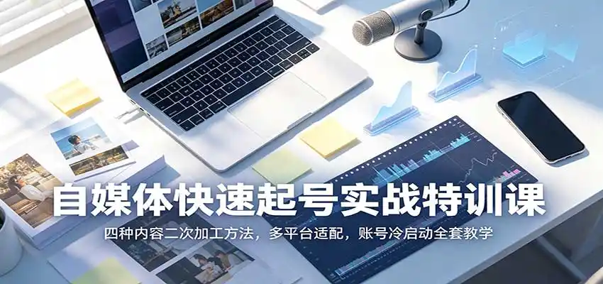 自媒体快速起号实战特训课：四种内容二次加工方法，多平台适配，账号冷启动全套教学-亿起创业网-副业兼职月入过万-自媒体、引流推广、网赚项目、短视频、技术教程等创业项目资源