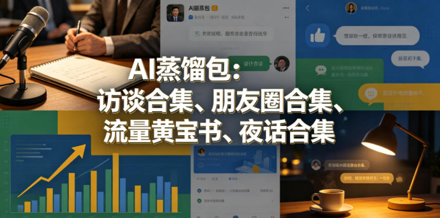 AI蒸馏包：访谈合集、朋友圈合集、流量黄宝书、夜话合集【文档】-亿起创业网-副业兼职月入过万-自媒体、引流推广、网赚项目、短视频、技术教程等创业项目资源