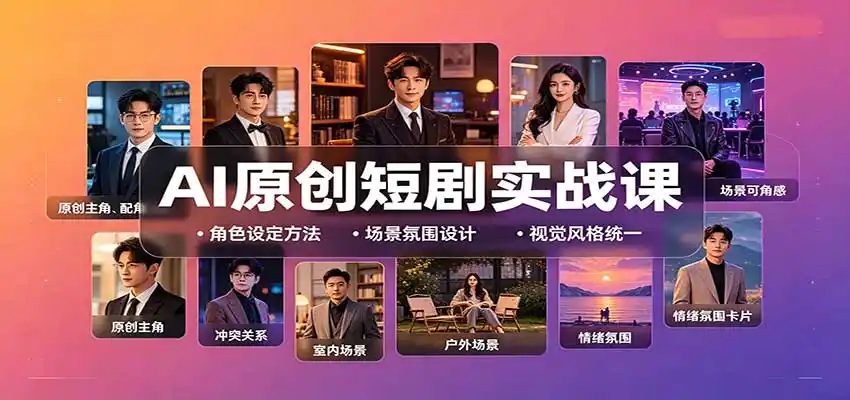 AI原创短剧实战课：从零搭建短剧创作全流程，批量产出可上线剧本-亿起创业网-副业兼职月入过万-自媒体、引流推广、网赚项目、短视频、技术教程等创业项目资源