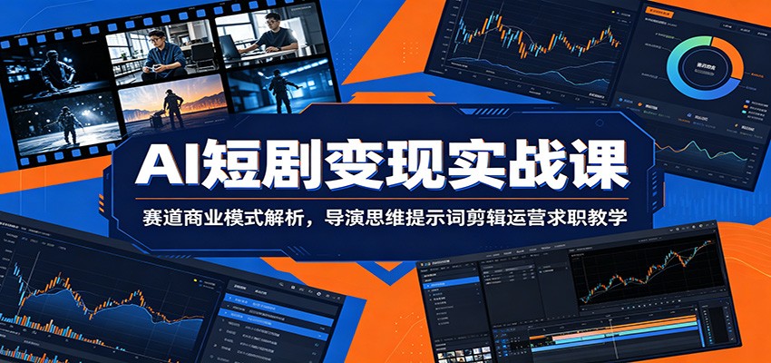 AI短剧变现实战课：赛道商业模式解析，导演思维提示词剪辑运营求职教学-亿起创业网-副业兼职月入过万-自媒体、引流推广、网赚项目、短视频、技术教程等创业项目资源