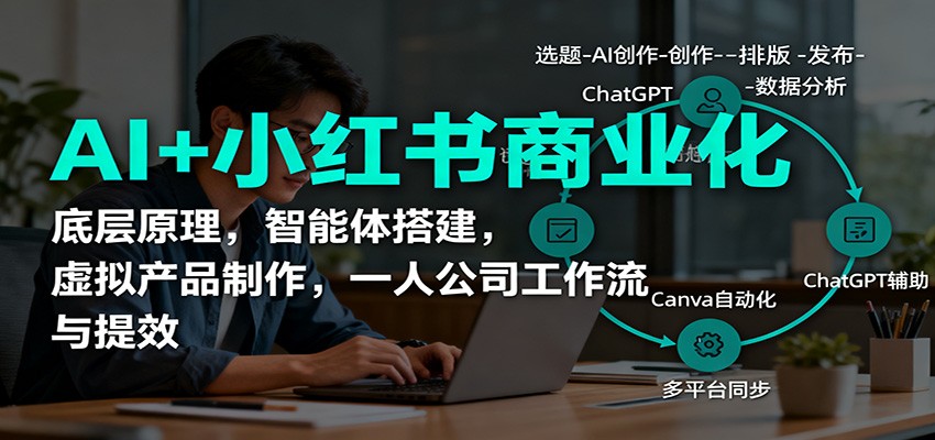 AI+小红书商业化,底层原理,智能体搭建,虚拟产品制作,一人公司工作流与提效-亿佰盟网