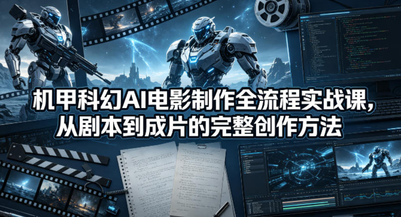 机甲科幻AI电影制作全流程实战课，从剧本到成片的完整创作方法-亿起创业网-副业兼职月入过万-自媒体、引流推广、网赚项目、短视频、技术教程等创业项目资源