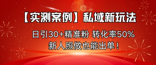 【实测案例】私域新玩法，日引30+精准粉，转化率50%，新人照做也能出单！-亿佰盟网