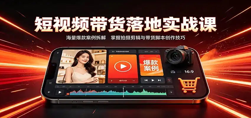 短视频带货落地实战课：海量爆款案例拆解，掌握拍摄剪辑与带货脚本创作技巧-亿起创业网-副业兼职月入过万-自媒体、引流推广、网赚项目、短视频、技术教程等创业项目资源