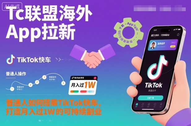 Tc联盟海外App拉新：普通人如何搭乘TikTok快车，打造月入过1W的可持续副业-亿佰盟网