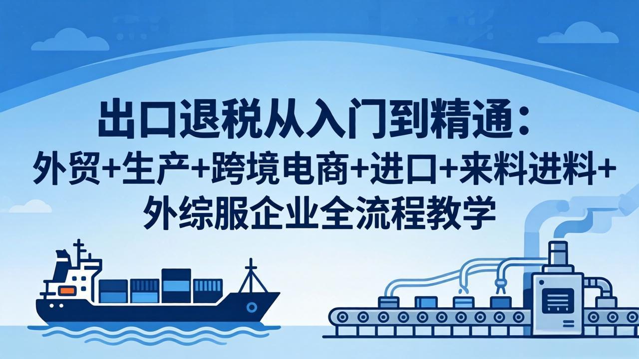 出口退税从入门到精通：外贸+生产+跨境电商+进口+来料进料+外综服企业全流程教学-亿起创业网-副业兼职月入过万-自媒体、引流推广、网赚项目、短视频、技术教程等创业项目资源