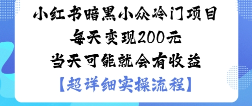 小红书暗黑小众冷门项目每天变现2张当天可能就会有收益-亿佰盟网