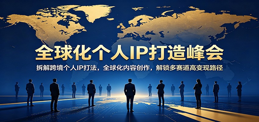 全球化个人IP打造峰会：拆解跨境个人IP打法，全球化内容创作，解锁多赛道高变现路径-亿起创业网-副业兼职月入过万-自媒体、引流推广、网赚项目、短视频、技术教程等创业项目资源