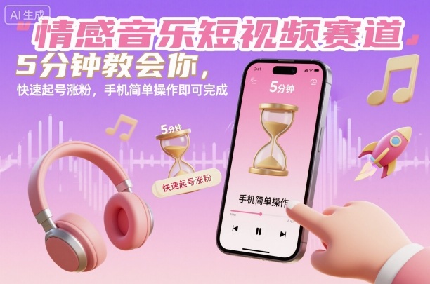 情感音乐短视频赛道,5分钟教会你,快速起号涨粉,手机简单操作即可完成-亿佰盟网