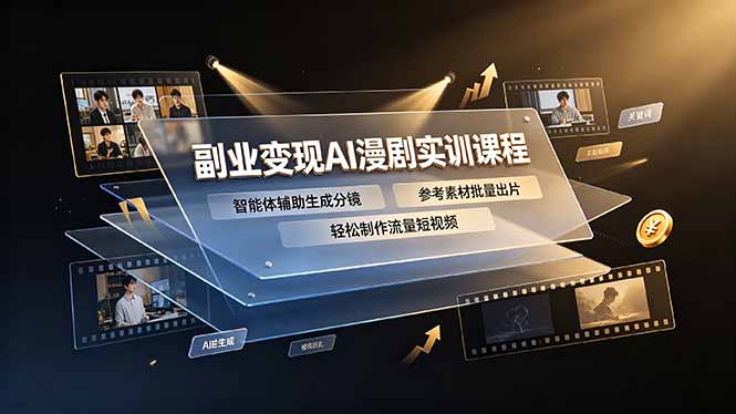副业变现AI漫剧实训课程，智能体辅助生成分镜，参考素材批量出片，轻松制作流量短视频-亿起创业网-副业兼职月入过万-自媒体、引流推广、网赚项目、短视频、技术教程等创业项目资源