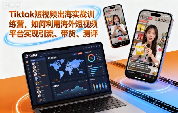 Tiktok短视频出海实战训练营，如何利用海外短视频平台实现引流、带货、测评-亿佰盟网