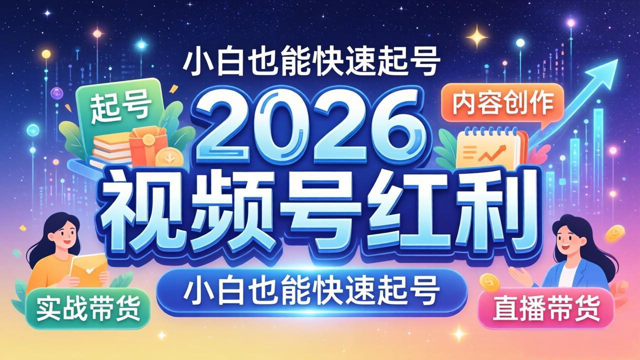 2026视频号红利实战营，大佬亲授起号、内容、直播、IP、投流、私域、矩阵全套落地打法-亿起创业网-副业兼职月入过万-自媒体、引流推广、网赚项目、短视频、技术教程等创业项目资源