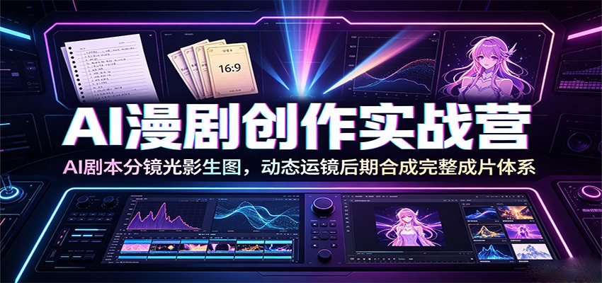 AI漫剧创作实战营：AI剧本分镜光影生图，动态运镜后期合成完整成片体系-亿起创业网-副业兼职月入过万-自媒体、引流推广、网赚项目、短视频、技术教程等创业项目资源