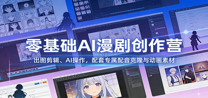 零基础AI漫剧创作营：出图剪辑、AI操作，配套专属配音克隆与动画素材-亿佰盟网
