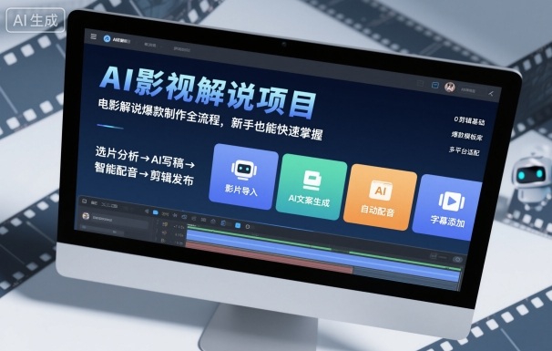 AI影视解说项目，电影解说爆款制作全流程，新手也能快速掌握-亿佰盟网