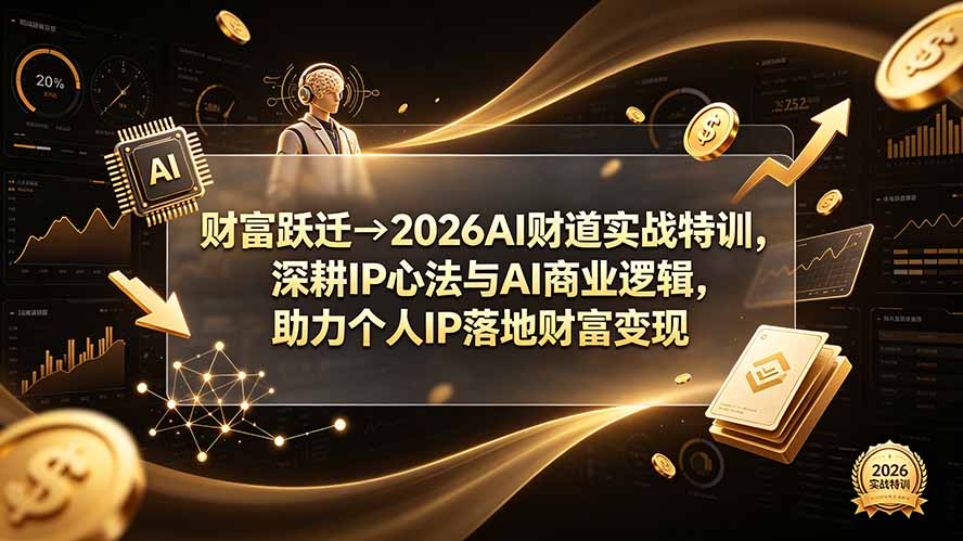 财富跃迁→2026AI财道实战特训，深耕IP心法与AI商业逻辑，助力个人IP落地财富变现-亿起创业网-副业兼职月入过万-自媒体、引流推广、网赚项目、短视频、技术教程等创业项目资源