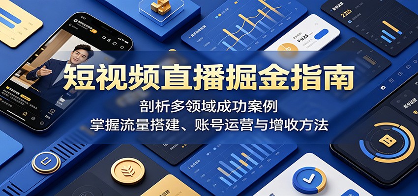 短视频直播掘金指南：剖析多领域成功案例，掌握流量搭建、账号运营与增收方法-亿起创业网-副业兼职月入过万-自媒体、引流推广、网赚项目、短视频、技术教程等创业项目资源