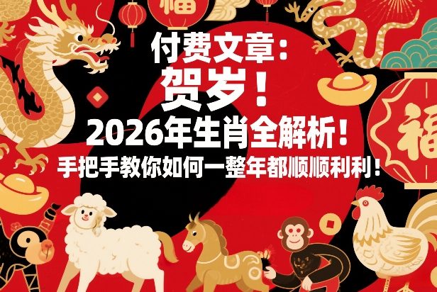 付费文章：贺岁！2026年生肖全解析！手把手教你如何一整年都顺顺利利！-亿佰盟网