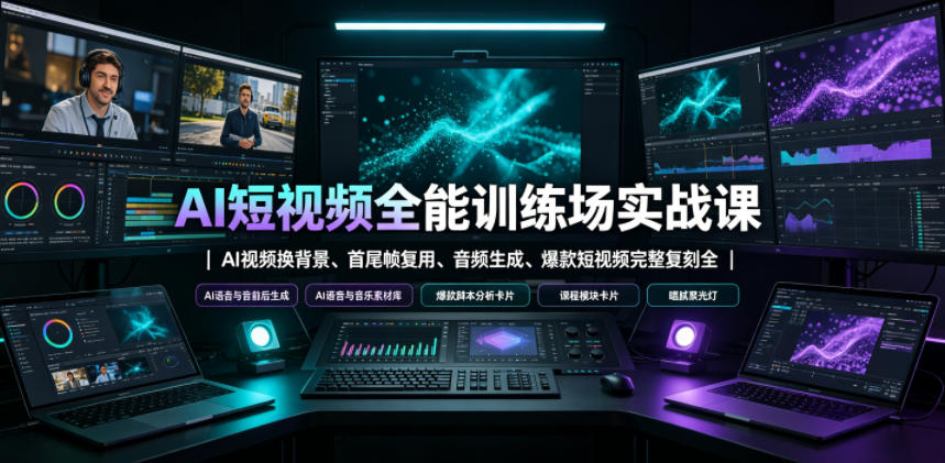 AI短视频全能训练场实战课｜AI视频换背景、首尾帧复用、音频生成、爆款短视频完整复刻全套实操教学-亿起创业网-副业兼职月入过万-自媒体、引流推广、网赚项目、短视频、技术教程等创业项目资源