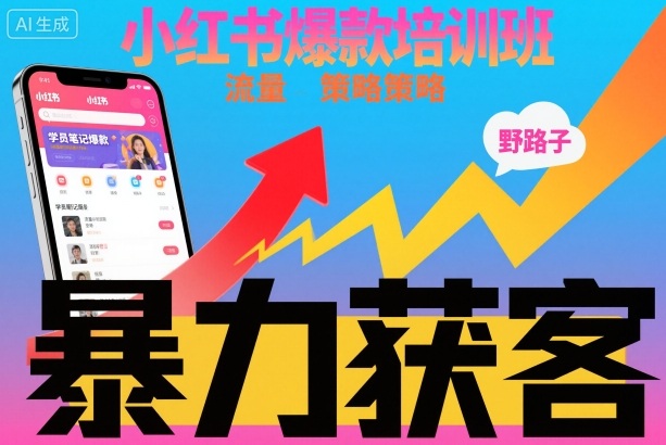 小红书爆款培训班，小红书获客野路子流量打法，暴力持续获客-亿佰盟网