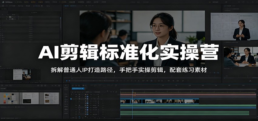 AI剪辑标准化实操营：拆解普通人IP打造路径，手把手实操剪辑，配套练习素材-亿起创业网-副业兼职月入过万-自媒体、引流推广、网赚项目、短视频、技术教程等创业项目资源
