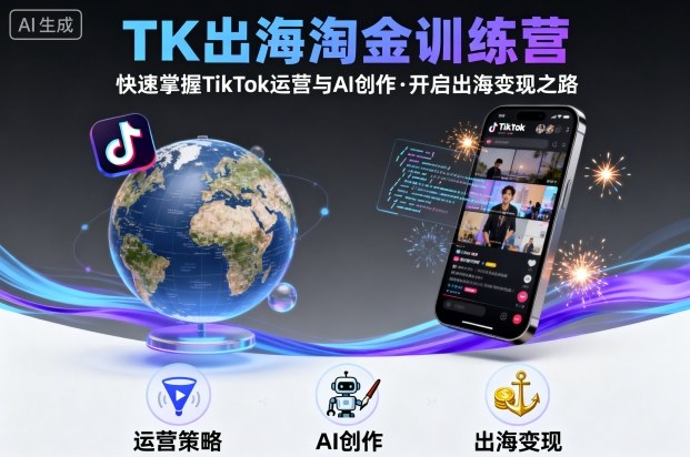 TK出海淘金训练营，助你快速掌握TikTok运营与AI创作，开启出海变现之路-亿佰盟网