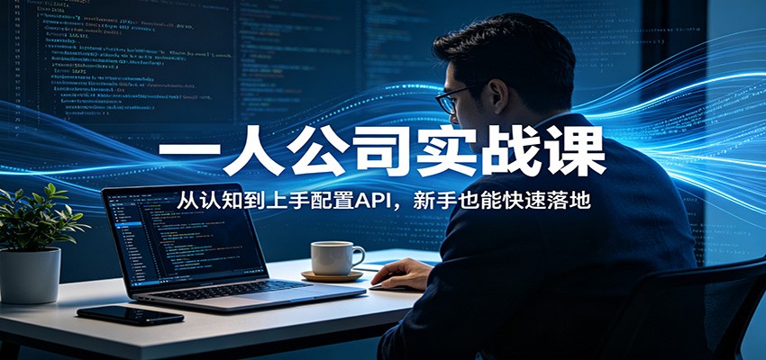一人公司实战课：从认知到上手配置API，新手也能快速落地-亿起创业网-副业兼职月入过万-自媒体、引流推广、网赚项目、短视频、技术教程等创业项目资源