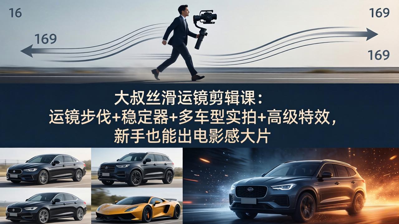 大叔丝滑运镜剪辑课：运镜步伐+稳定器+多车型实拍+高级特效，新手也能出电影感大片-亿起创业网-副业兼职月入过万-自媒体、引流推广、网赚项目、短视频、技术教程等创业项目资源