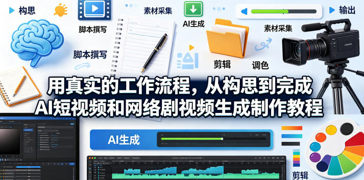 用真实的工作流程，从构思到完成AI短视频和网络剧视频生成制作教程-中英字幕-亿起创业网-副业兼职月入过万-自媒体、引流推广、网赚项目、短视频、技术教程等创业项目资源