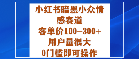 小红书暗黑小众情感赛道，客单价100-300+用户量很大，0门槛即可操作-亿佰盟网