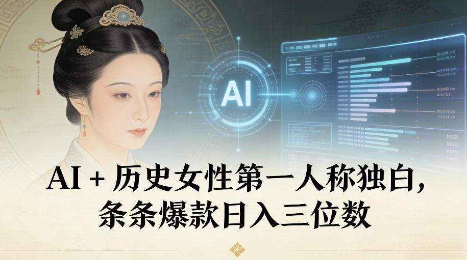 AI+历史女性第一人称独白，条条爆款日入三位数-亿佰盟网