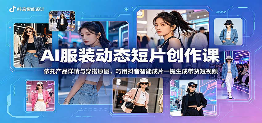 AI服装动态短片创作课：依托产品详情与穿搭原图，巧用抖音智能成片一键生成带货短视频-亿起创业网-副业兼职月入过万-自媒体、引流推广、网赚项目、短视频、技术教程等创业项目资源