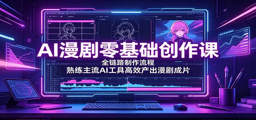 AI漫剧零基础创作课：全链路制作流程，熟练主流AI工具高效产出漫剧成片-亿起创业网-副业兼职月入过万-自媒体、引流推广、网赚项目、短视频、技术教程等创业项目资源