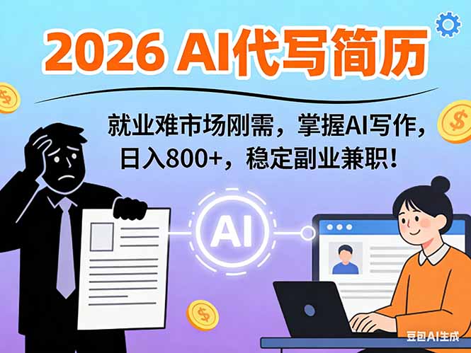 AI代写简历，超暴利，用万能模板月入1-3万实战教程，2026年市场刚需！-亿佰盟网