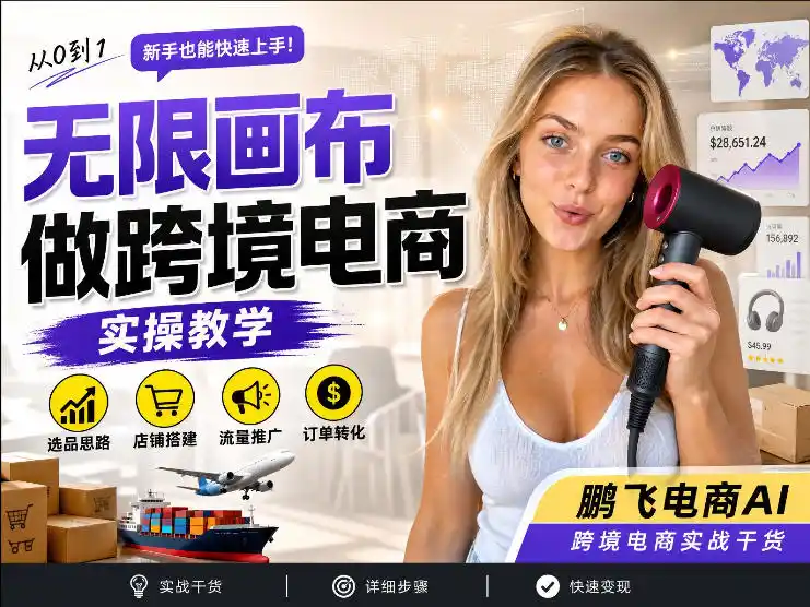 【跨境电商必备】AI无线画布制作商品宣传视频，四步搞定，无线画布工作流，操作简单好上手-亿起创业网-副业兼职月入过万-自媒体、引流推广、网赚项目、短视频、技术教程等创业项目资源