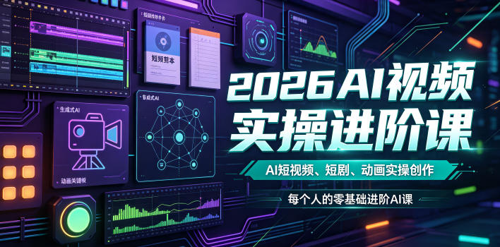 2026AI视频实操进阶课，AI短视频、短剧、动画实操创作，每个人的零基础进阶ai课(更新0825)-亿起创业网-副业兼职月入过万-自媒体、引流推广、网赚项目、短视频、技术教程等创业项目资源