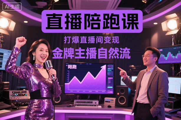 直播陪跑课,金牌主播自然流打爆直播间,复制高变现玩法-亿佰盟网