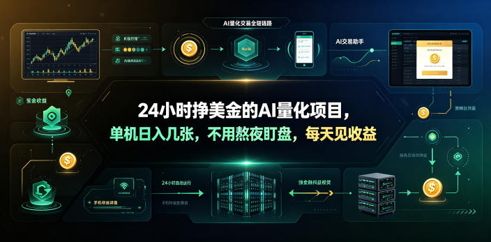 24小时挣美金的AI量化项目，单机日入几十美刀，不用熬夜盯盘，每天见收益【揭秘】-亿起创业网-副业兼职月入过万-自媒体、引流推广、网赚项目、短视频、技术教程等创业项目资源