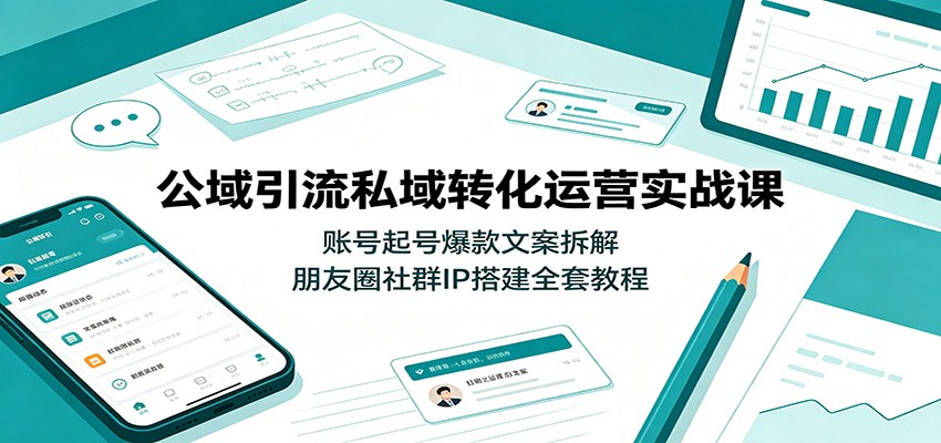 公域引流私域转化运营实战课：账号起号爆款文案拆解，朋友圈社群IP搭建全套教程-亿起创业网-副业兼职月入过万-自媒体、引流推广、网赚项目、短视频、技术教程等创业项目资源