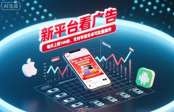 新平台看广告，养好机一条0.3到5米，每天上限100条，支持苹果安卓可批量操作-亿佰盟网