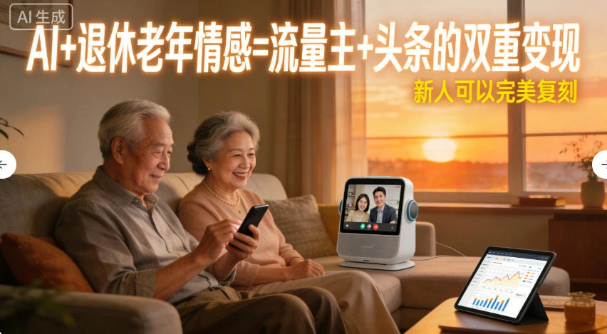 AI+退休老年情感=流量主+头条的双重变现，新人可以完美复刻-亿佰盟网