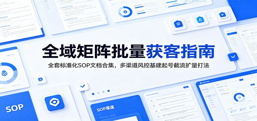 全域矩阵批量获客指南:全套标准化SOP文档合集,多渠道风控基建起号截流扩量打法-亿起创业网-副业兼职月入过万-自媒体、引流推广、网赚项目、短视频、技术教程等创业项目资源